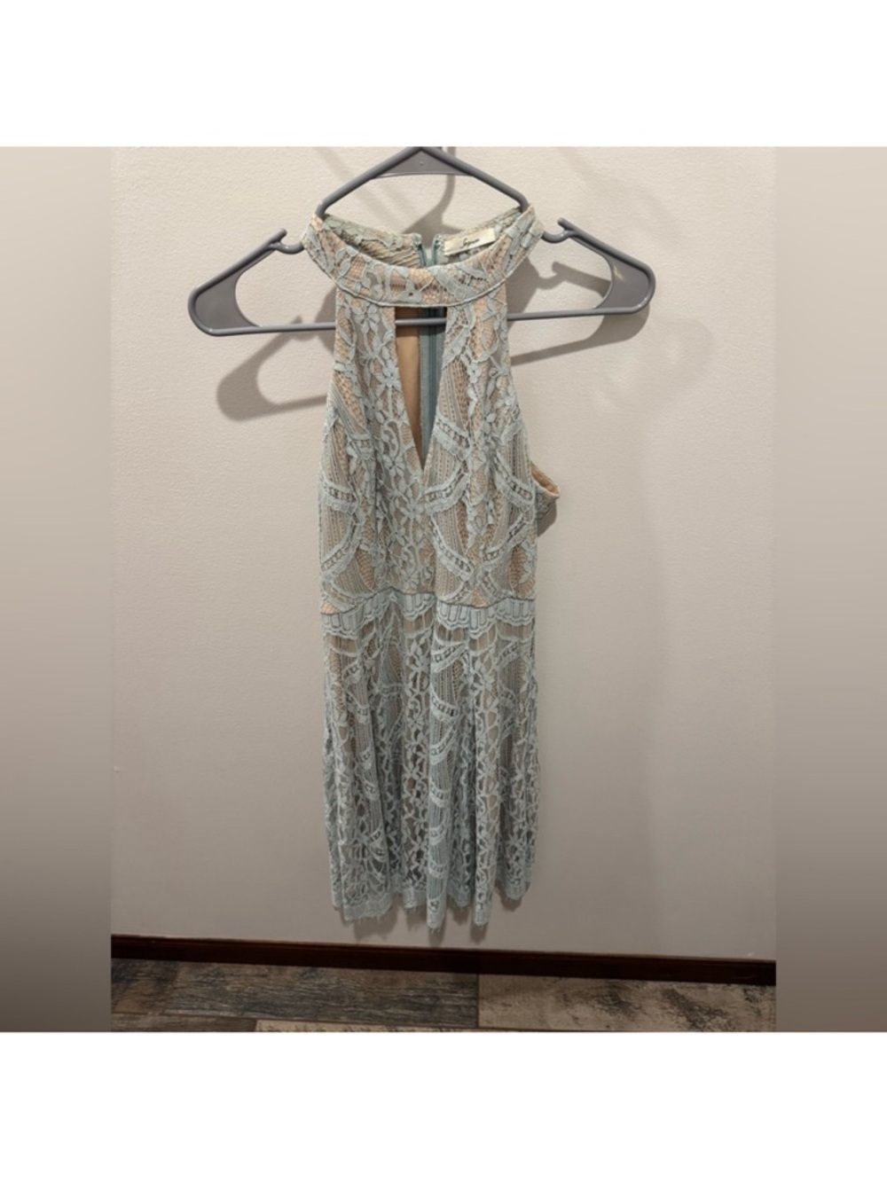Soprano Light Blue Lace Halter Dress